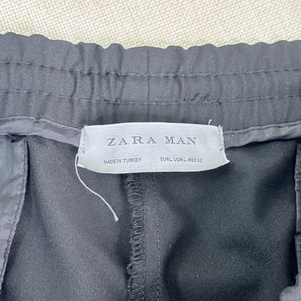 Zara Man Black Side Stripe Jogger Pants Ankle Zip Tapered Trouser Size L 32 - Picture 6 of 11